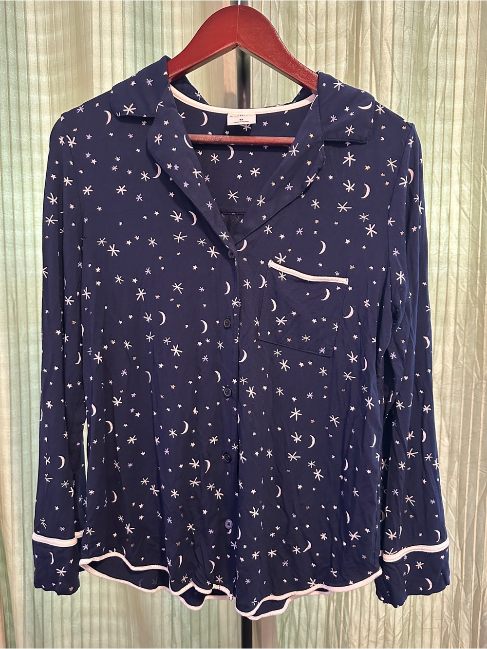 Soma Navy Moon & Star Button-Up Pajama Top
